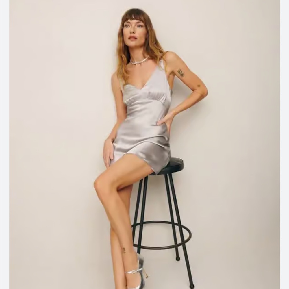 NWT Reformation Ellery Silk Dress in Moonlight XS